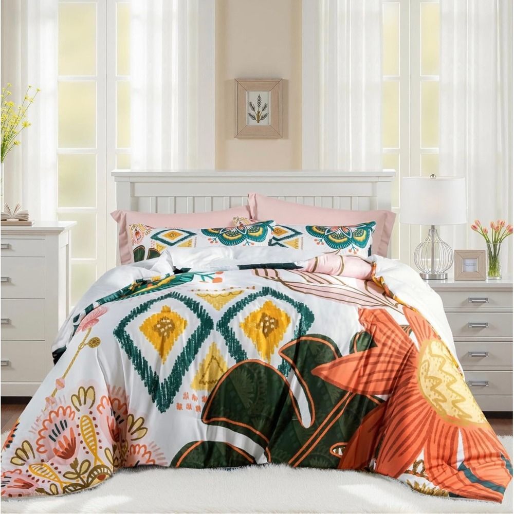 Boho Dreams Full Comforter Set 2 Pillow Shams Tribal Floral Print NEW IN PACKAGE